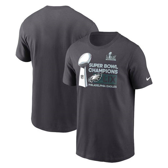Men's Anthracite Philadelphia Eagles 2025 Super Bowl LIX Champions Locker Room Trophy T-Shirt